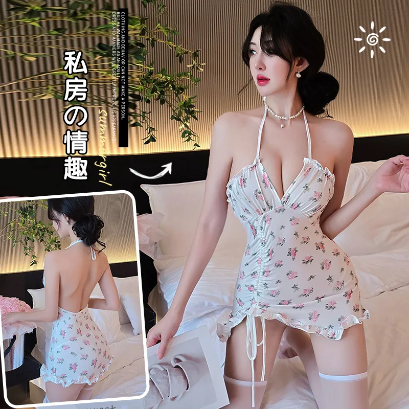 

Сексуальное маленькое кружевное платье с цветочным принтом и низким вырезом в стиле Pure Desire, облегающее бедра, элегантное милое мини-платье на бретелях, топы