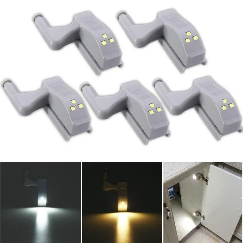 

5pcs Induction Cabinet Light Inner Hinge Lamp Under Cabinet Light Universal Wardrobe Closet Lighs for Bedroom 0.25W Led Light