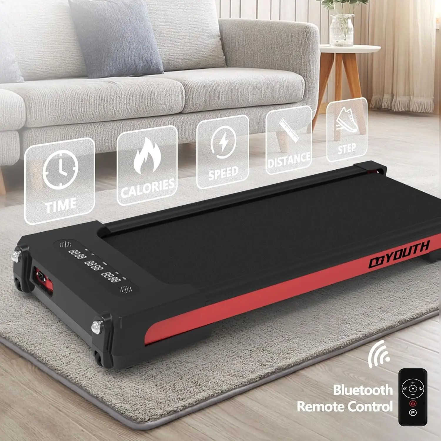 Under Desk Electric Treadmill, 2 in 1 Motorized Walking Jogging Machine with Wireless Speaker, Remote Control, LED Display - Exercise Equipment for Home Office Use