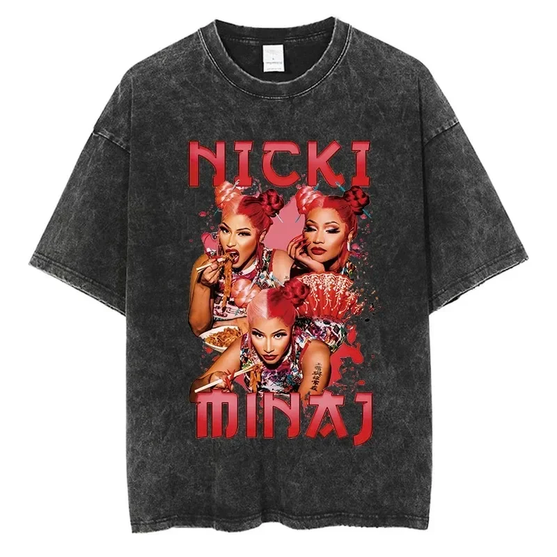 Nicki Minaj T Shirts Idol Fans Tees Rapper Star Graphic T-Shirt Quality Cotton Vintage Men's Women Hip Hop Style Streetwear Tops