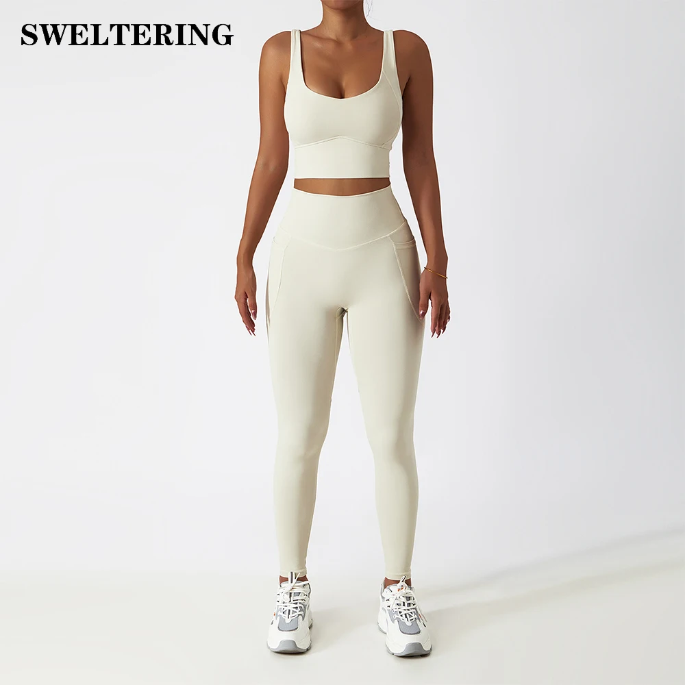 

2 Pieces Women Yoga Set Seamless Workout Suit Sportswear Gym Clothing Fitness Bra High Waist Leggings Sports Shorts Sports Suits