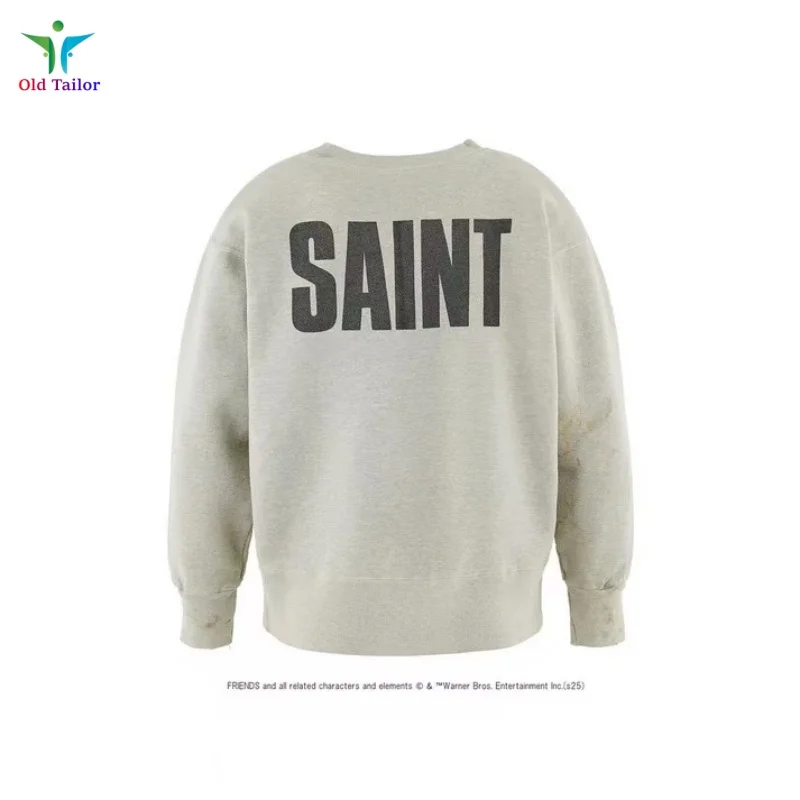 SAINT Old Friends رمادي جولة الرقبة أحدث الرجعية الرجال النساء الخريف الشتاء قسم سميك البلوز البلوز