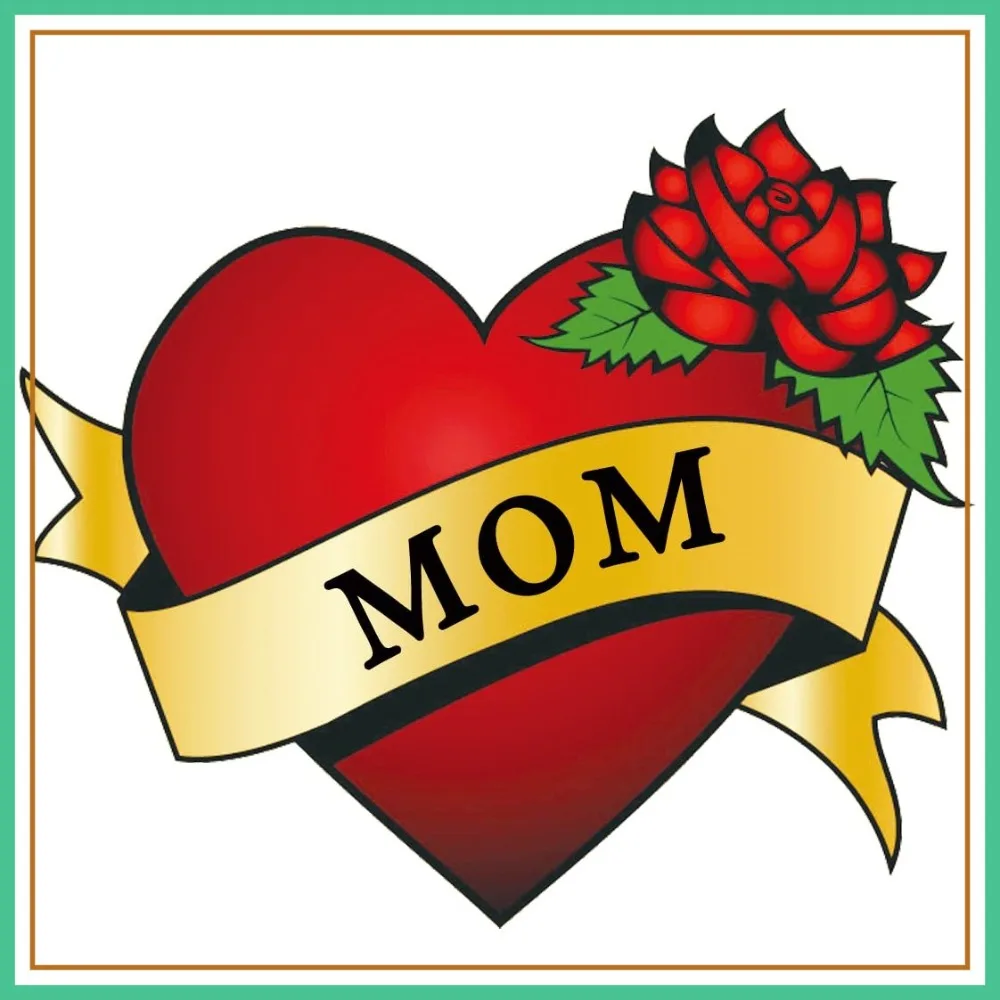 

7-Pack Temporary Mom Tattoos, Heart Rose Design, for Women Men Kids, Mother's Day Gift