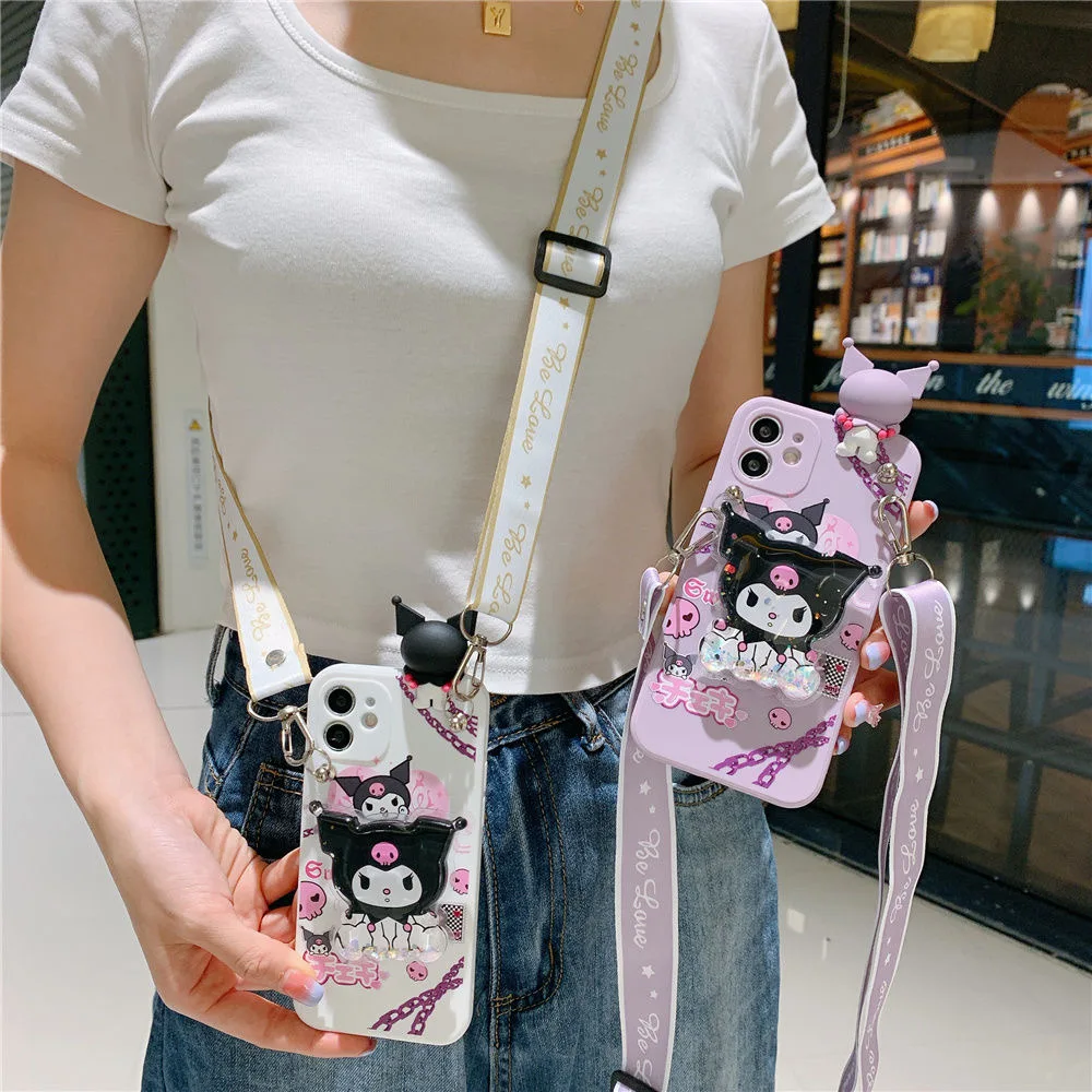 Sanrio Kuromi 3D Cartoon Phone Cases For iPhone 15 14 13 12 11 Pro Max XR XS MAX 8 X 7 Anti-drop Soft Silicone Cover Y2k Girls