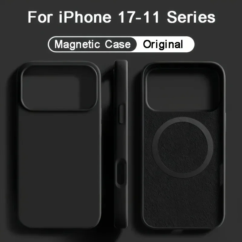 Funda de silicona líquida magnética y moderna para iPhone 18, 17, 16, 15, 14, 13 Pro Max, 17 Air, con carga inalámbrica, antideslizante y de tacto suave.