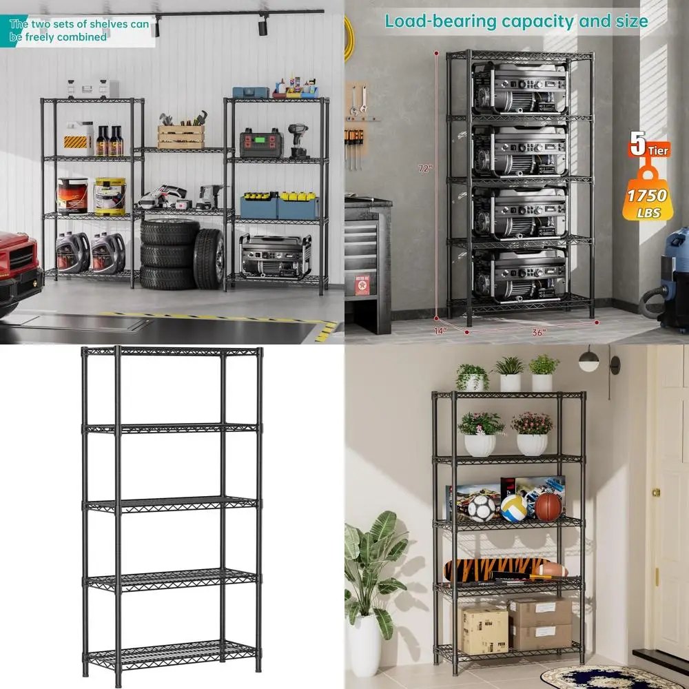 

Adjustable Wire Shelving Unit for Home, Kitchen, Laundry, and Garage Storage
