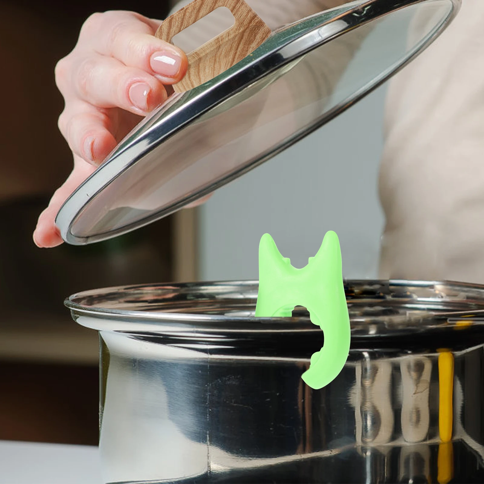 

6pcs Silicone Pot Lid Holder Decorative Kitchen Gadget Spill-Proof Lifter Steam Release Overflow Prevent Tool Heat