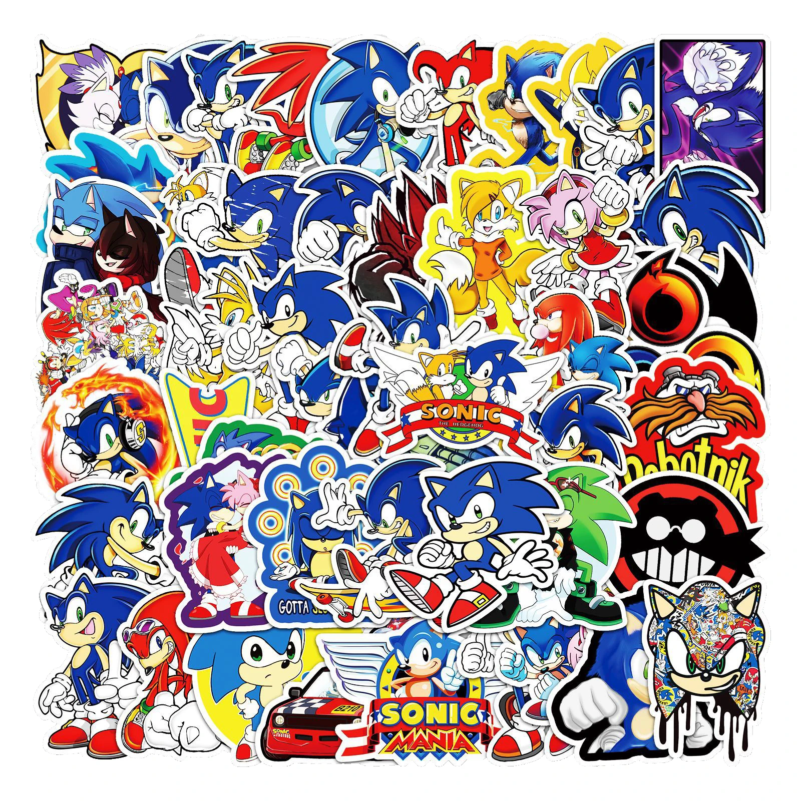 50Pcs/Set Sonic the Hedgehog Stickers Anime Toys Cartoon Graffiti Stickers for Water Bottle Laptop Luggage Sonic Birthday Decor