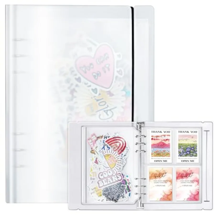 

A5 Sticker Collecting Book Sticker Storage Album with 45 Binder Sleeves 5 Sizes 185 Pockets