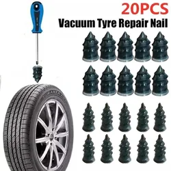 20pcs Vacuum Car Tyre Repair Rubber Nail Set Tire Screws Tubeless Repair Tools Kit