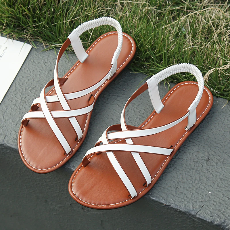 

2024 Women's casual flat sandals summer new seaside vacation Roman sandals