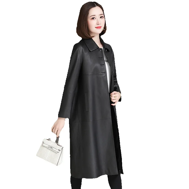 

Spring 9 New Genuine Leather Clothes Women's Long Style Clothes Coat Loose Fur Sheet