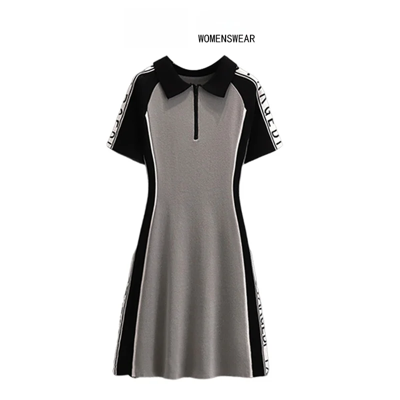 

plus Size Dress Korean Style Commute Summer Fashion Slimming Waist Design Sensation Casual Mid-Length A-Line Skirt