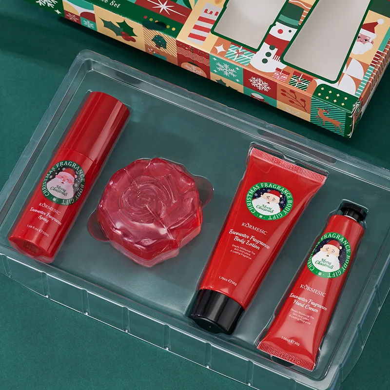 صندوق هدايا عيد الميلاد الكامل الفاخر، مجموعة العناية باليدين والجسم 4 في 1 بما في ذلك المرطب ولوشن الجسم والرش وبار الصابون #6