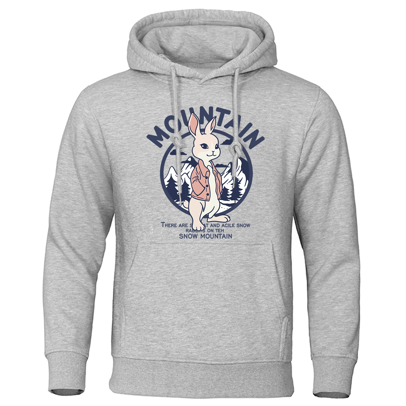 

The rabbit's Home Is On The Mountain Prints Male Sweatshirt Harajuku fur-liner Hooded Fashion S-XXL Hoodies Vintage Top