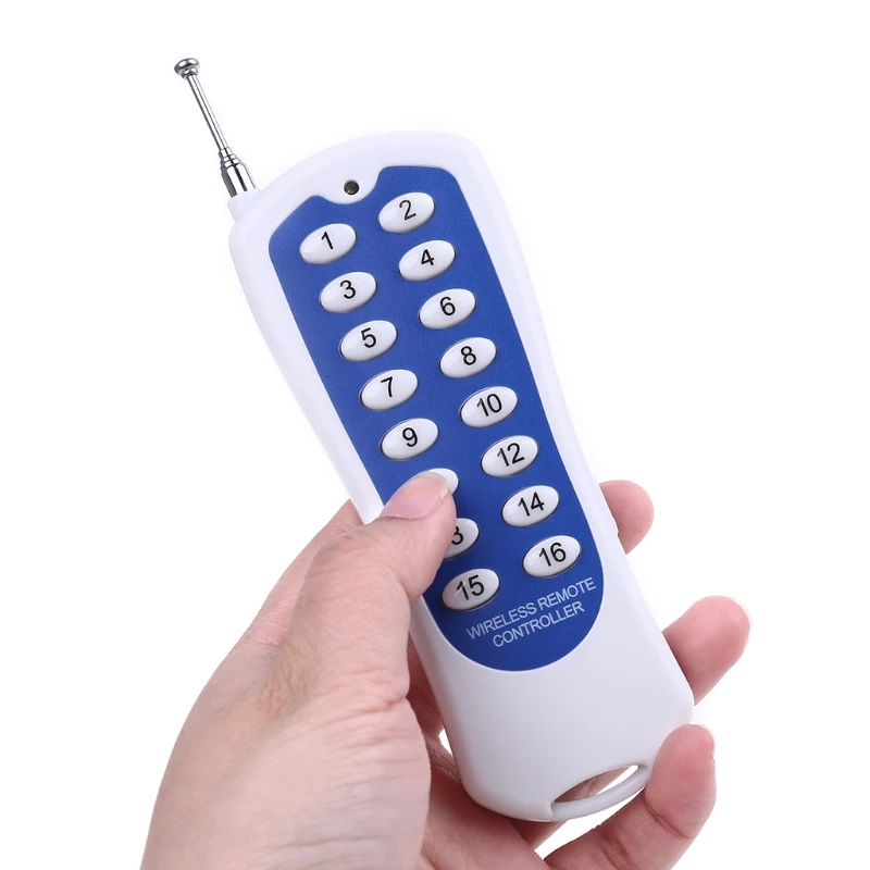 DC12V 16CH RF รีโมทคอนโทรลไร้สาย 16 ปุ่มเครื่องส่งสัญญาณไร้สายสำหรับนาฬิกาปลุก