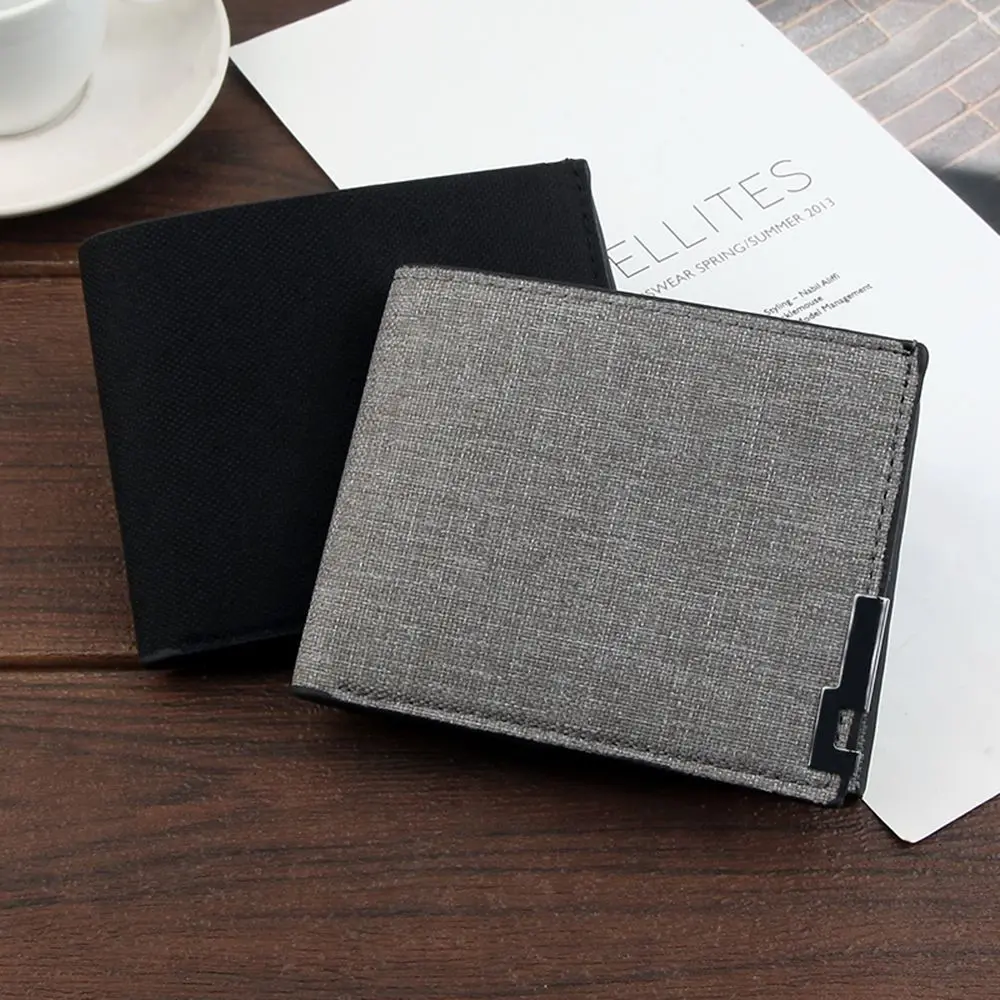 Folding Portable Zipper Canvas Fashion Multi-functional Mini Coin Purse Card Holder Men's Short Wallet