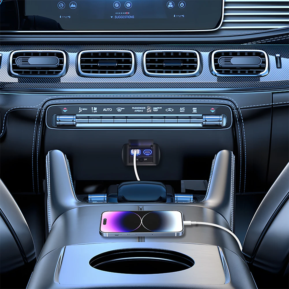 12V/24V Auto USB Ladegerät Buchse Dual USB Ports QC3.0 PD Schnelle Ladung Power Adapter Schnelle lade Auto Ladegerät für Auto RV Yacht Bus