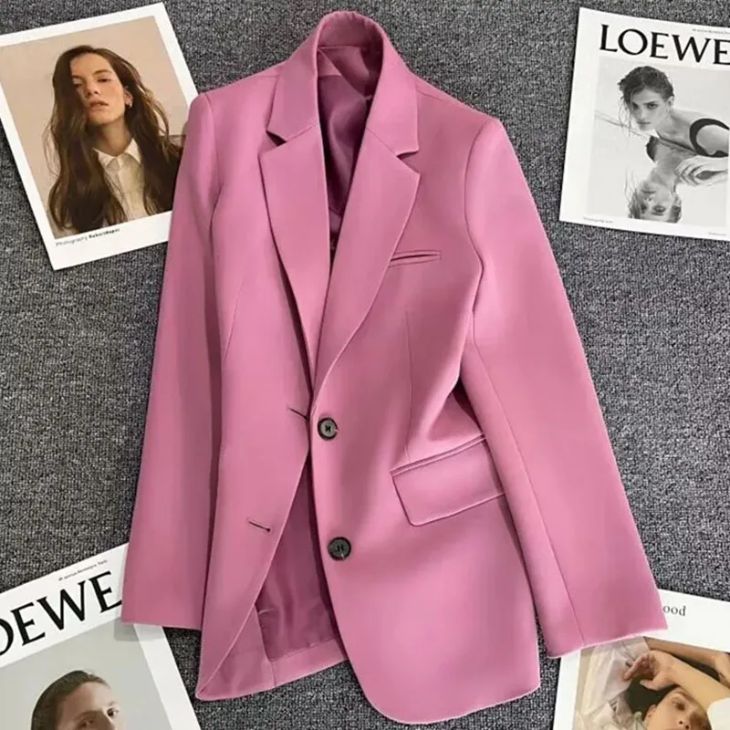 Nieuwe Lente Herfst Vrouwen Jas Koreaanse Mode Vrije tijd Kantoor Blazer Veelzijdige Effen Lange Mouwen Pak Tops Vrouwelijke Jas Bovenkleding