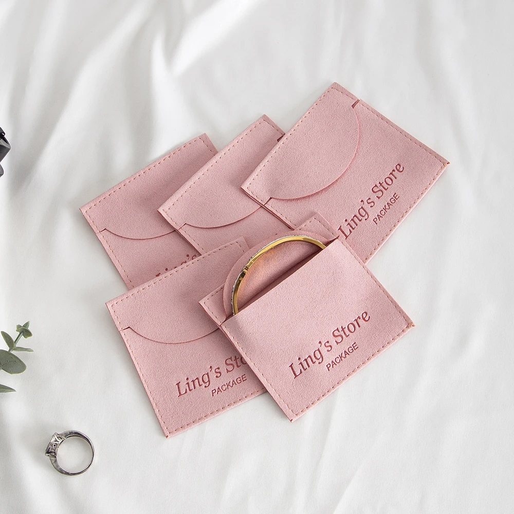 100Pcs Pink Velvet Jewelry Packaging Pouch Chic Wedding Favors Bag Microfiber Cosmetic Pockets Product Package Wedding Gift Sack