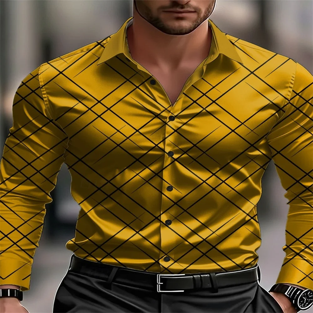 

Новые мужские рубашки с длинными рукавами и клетчатыми лацканами, подходящие для офиса и повседневной носки весной и осенью, рабочая одежда в размерах.