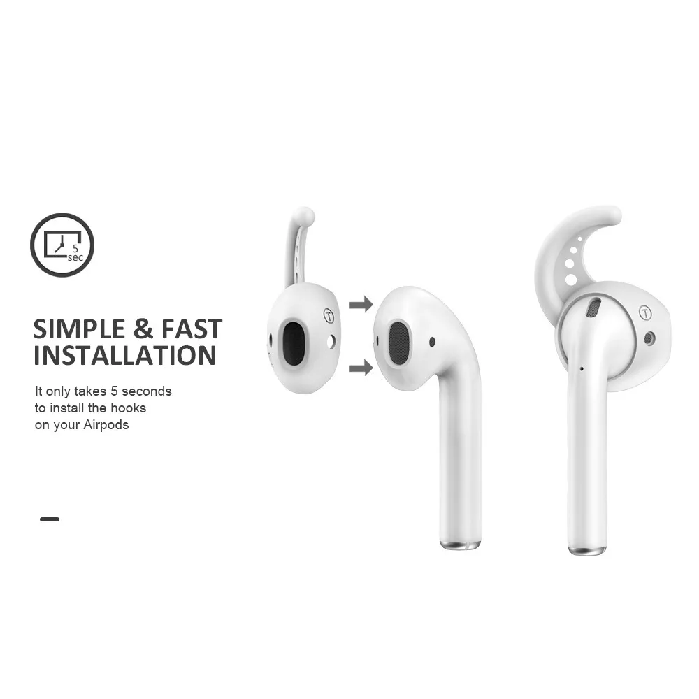 Silicone Protecitve Tips Skins Hooks & Covers Ear Cap Anti Slip For Apple AirPods 1 & 2 or EarPods Headphones/Earphones/Earbuds