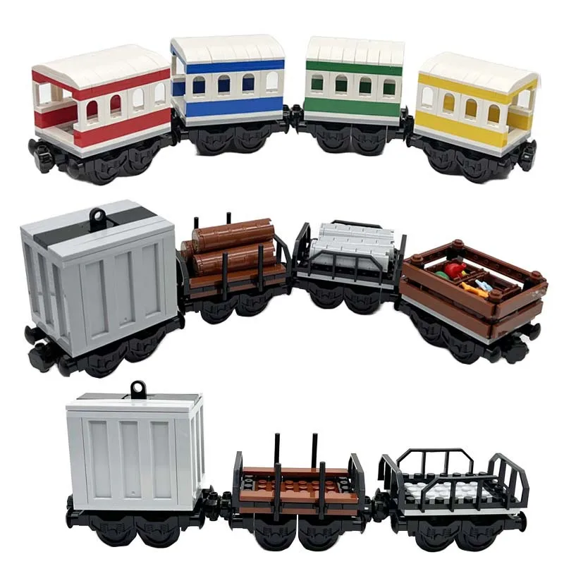 MOC Block Train Track package City Train rail transport cars can be connected