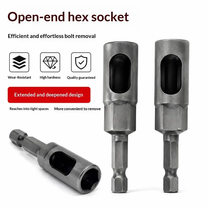 14mm Open Slot Hex Wrench 1/4 Inch Hex Shank Socket Adapter Deep Bolt Remover Fit Drill Impact Driver