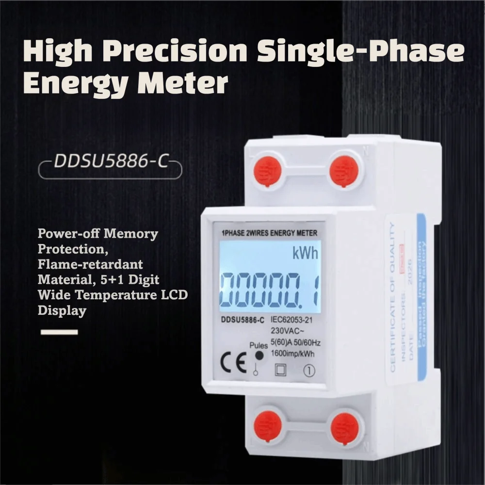 LCD Display Single Phase Electric Energy Meter Reset Function Multi-Function Power Consumption Meter Graffiti WiFi Smart Meter