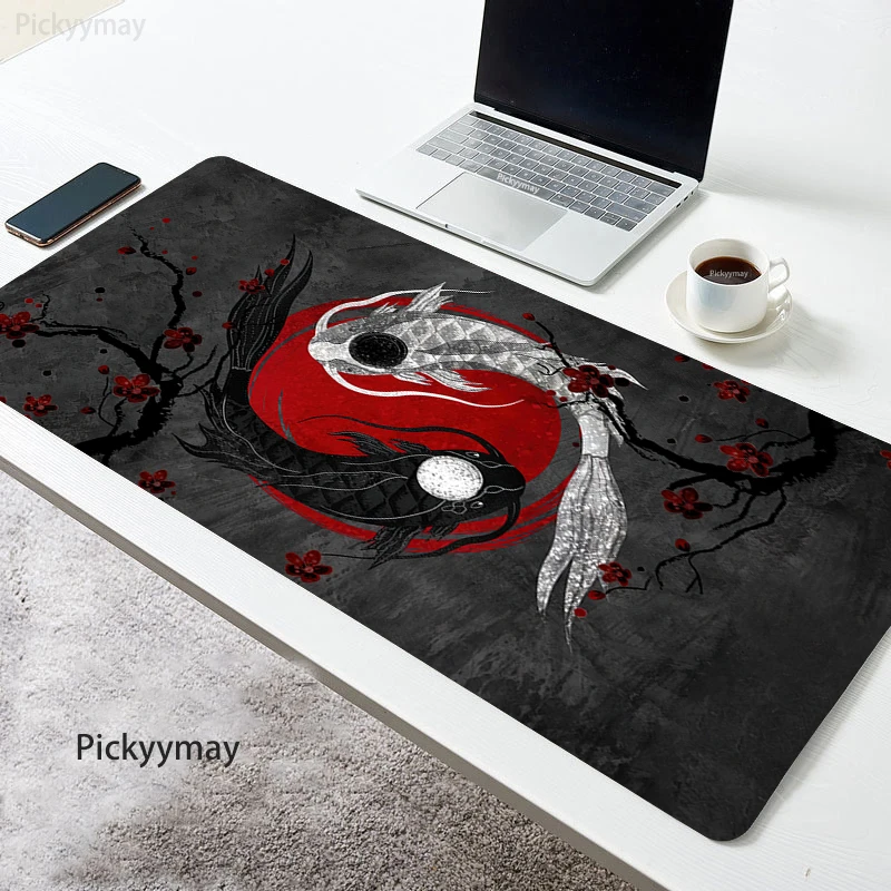 

YinYang Fish Mouse Pads Japanese Koi Art Mousepad Company Big Desk Pad 100x50cm Large Table Mats Computer Mousepads Mouse Mat