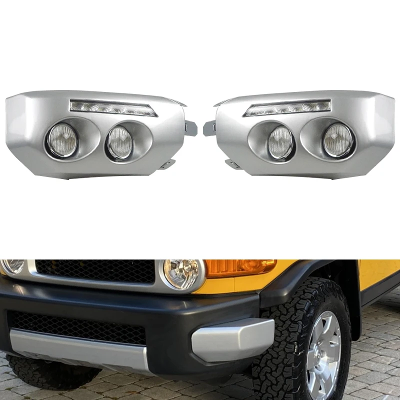 1 Set Car LED DRL Fog light Daytime Running Light Fog Lamp Frame For Toyota Fj Cruiser 2007 2008 2009 2010 2011 2012 2013 2014