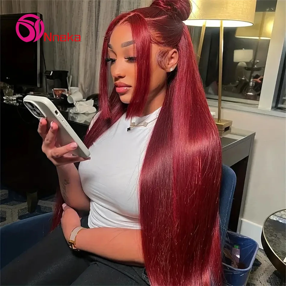 

30Inch Burgundy Striaght Lace Front Wig Human Hair 13X6 HD Lace Front Wig Brazilian Human Hair 99J Burgundy Color 13x4 Lace Wig