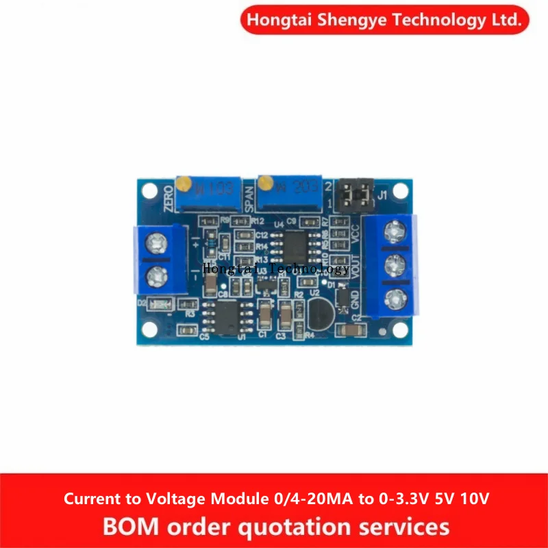 Hongtai Technology Current to Voltage Module 0/4-20MA to 0-3.3V 5V 10V Voltage Transmitter Signal Conversion Conditioning