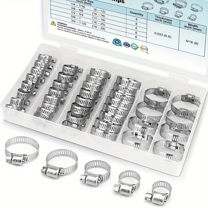 40pcs Hose Clamp Set, 1/4