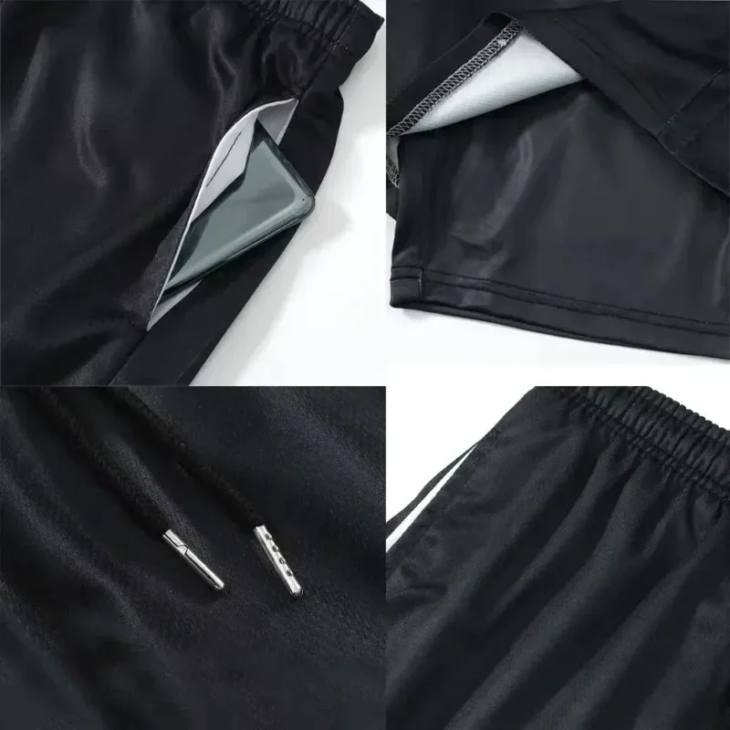 กางเกงขาสั้นผู้ชายแบบสองชั้นพิมพ์ลายดิจิทัลสำหรับฤดูร้อน เหมาะสำหรับออกกำลังกาย ฟิตเนส เล่นกีฬา แห้งเร็ว ระบายอากาศได้ดี 2 in 1