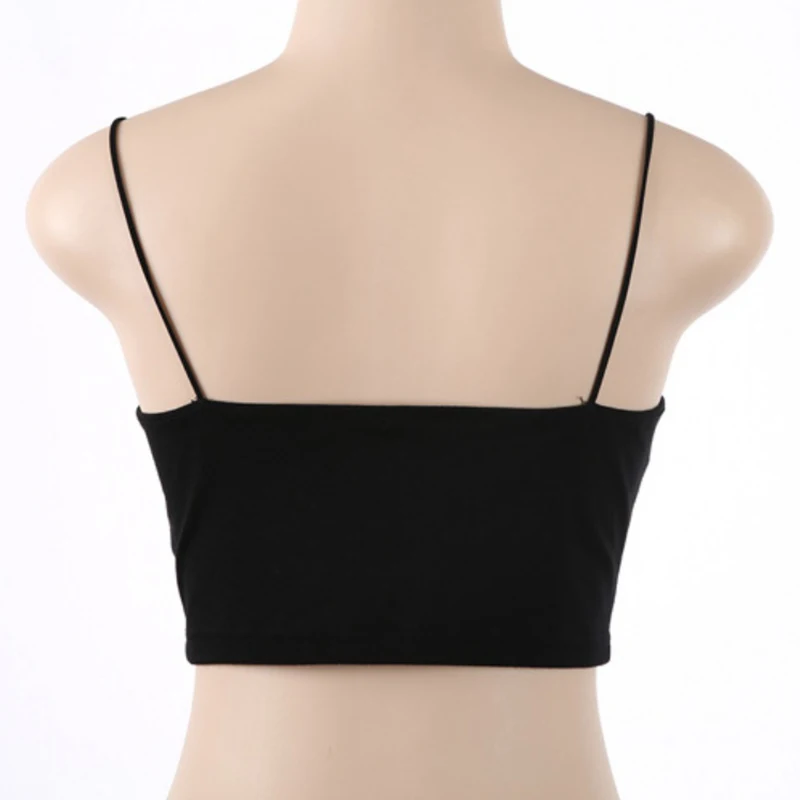 Alças de algodão feminino Bustier Top Curto, regatas sexy, colete sem mangas, camiseta sem costura, camis fitness, preto e branco, moda verão