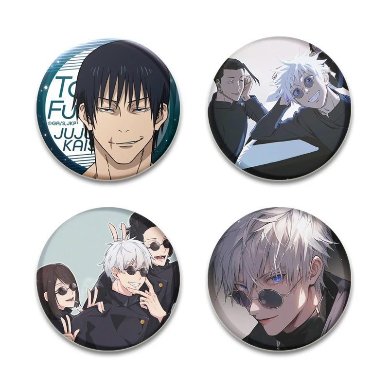 Anime Jujutsu Cartoon Broche, Cosplay Badge para roupas, Decoração de Mochila Pins, Acessórios de jóias elegantes, Presentes, 58mm