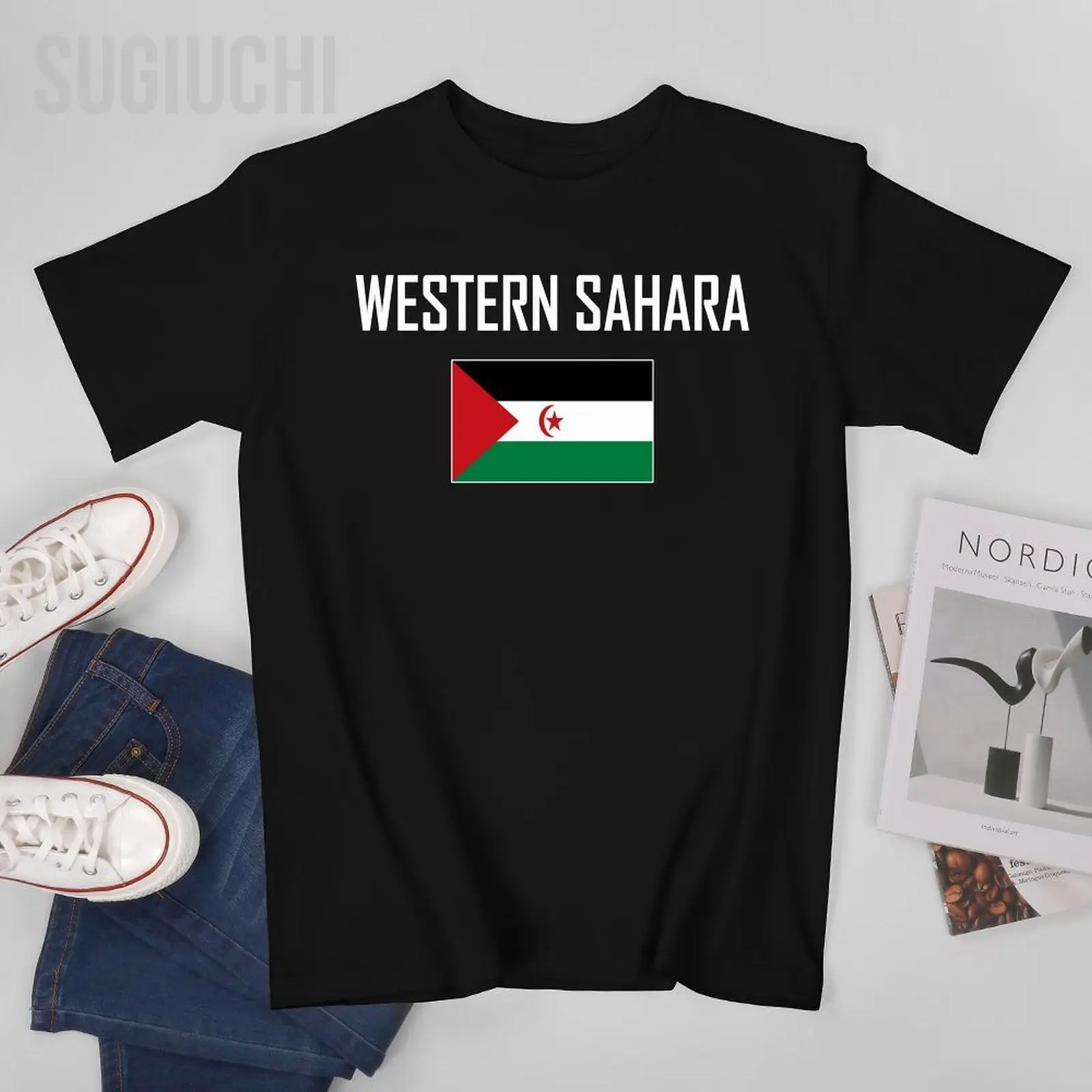 

Unisex Men Tshirt WESTERN SAHARA Flag And Font Tees T-Shirt O-neck T Shirts Women Boys 100% Cotton Clothing More Color