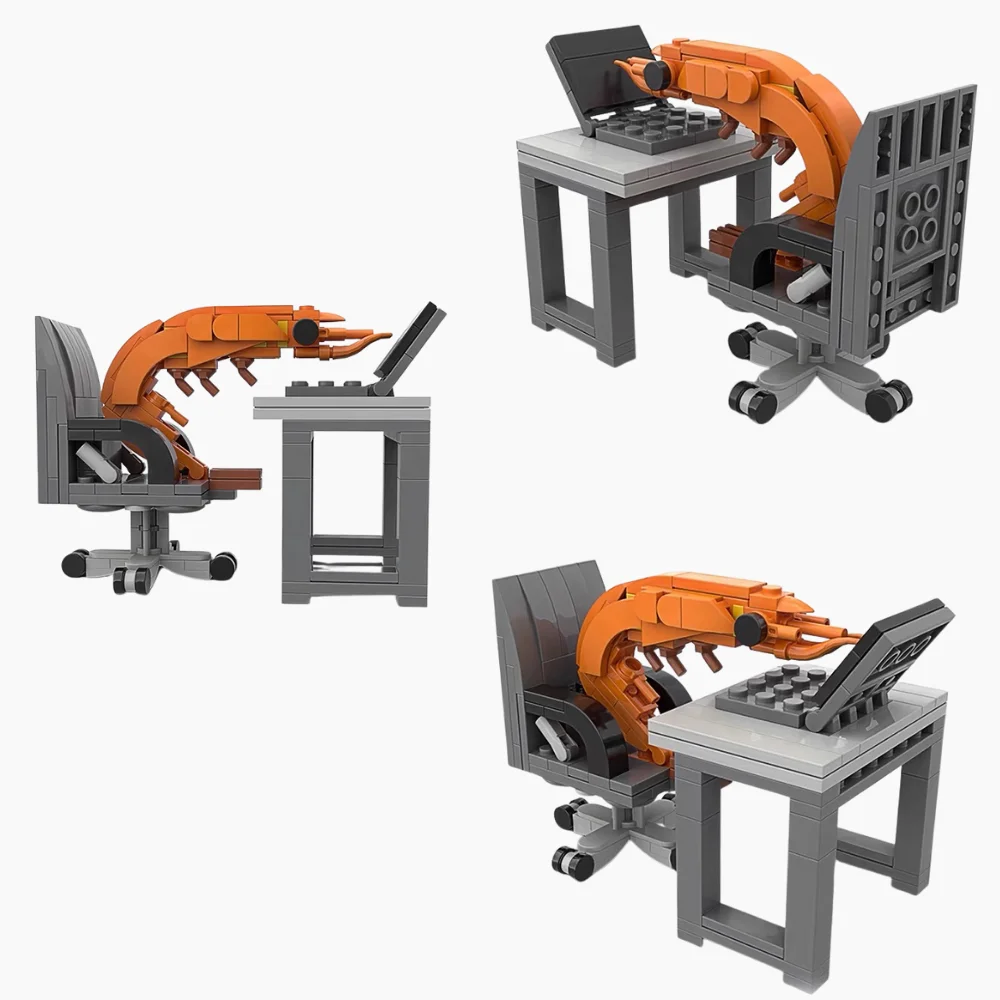MOC Building Block Shrimp Model Figurines Puzzle Assembly Boys and Girls Randomly Mixing Internet Celebrity Creative Parodie