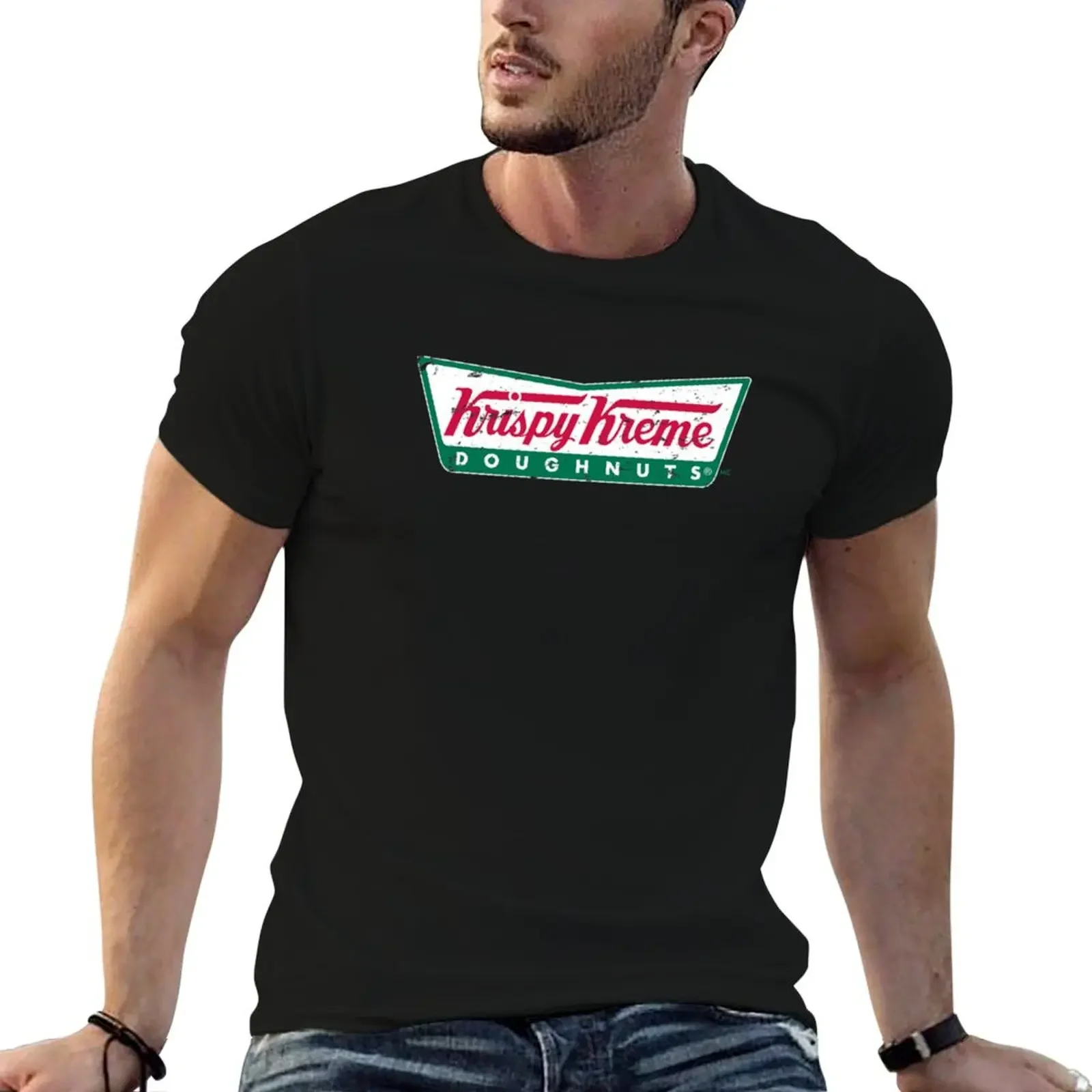 

Krispy Kreme vintage design T-Shirt blacks Blouse graphic t shirts Men's cotton t-shirt