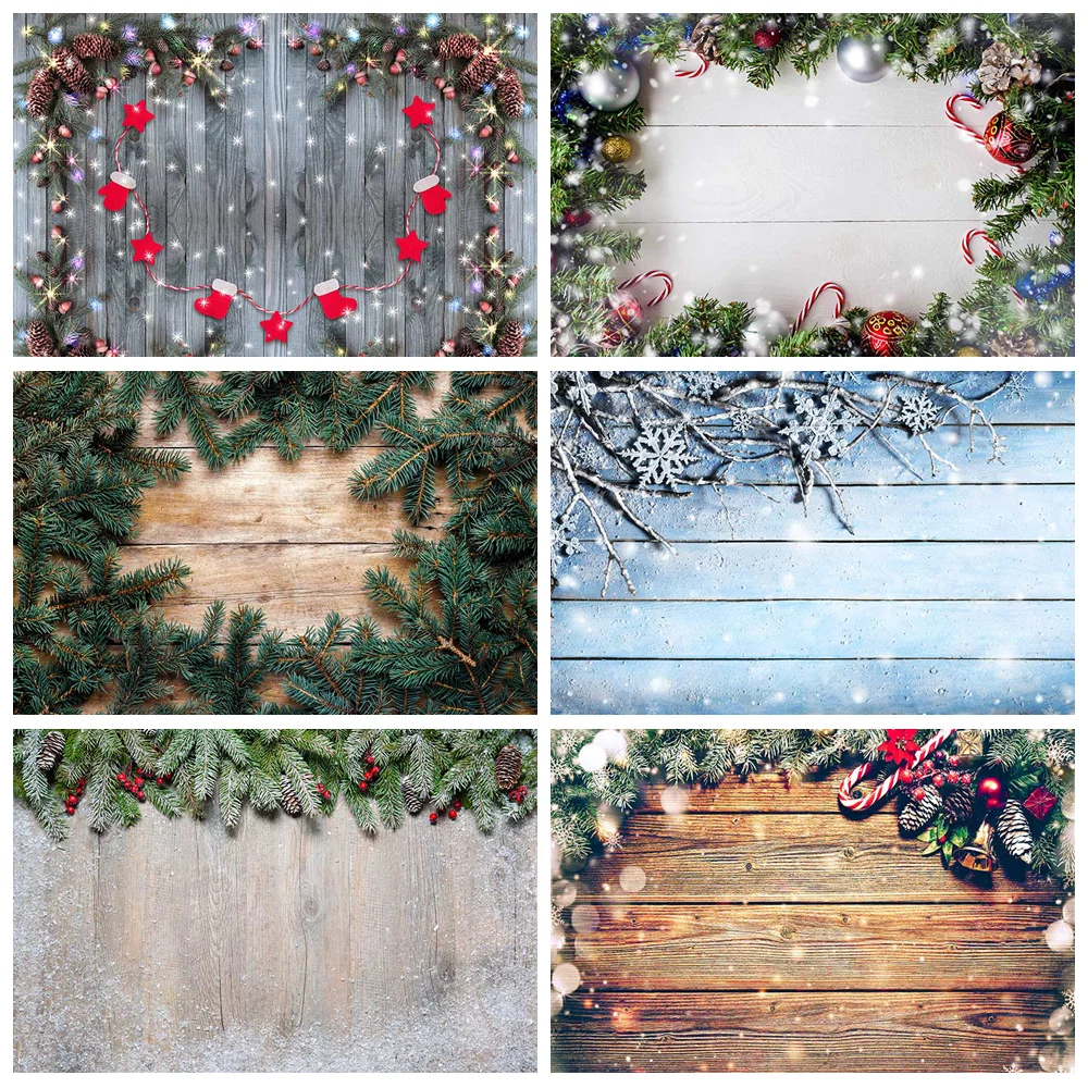 

MOON.QG 2025 Christmas Backdrops For Photography Wood Board Plank Pine Photography Backgrounds Party Child Photo Studio Birthday