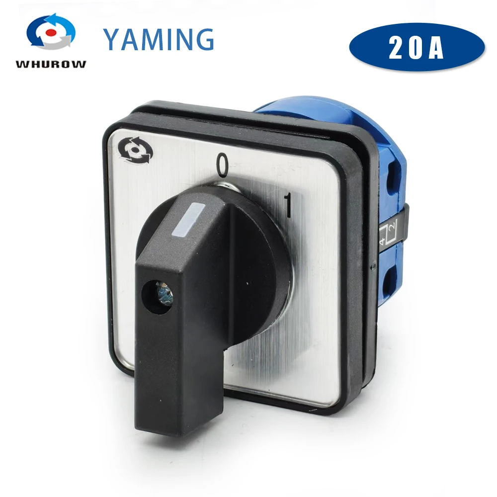 LW26-20 Rotary Switch Knob 2 Position 0-1 ON-OFF Silver Contact Changeover Cam Switch Ui 690V Ith 20A 1 Pole 4 Terminals