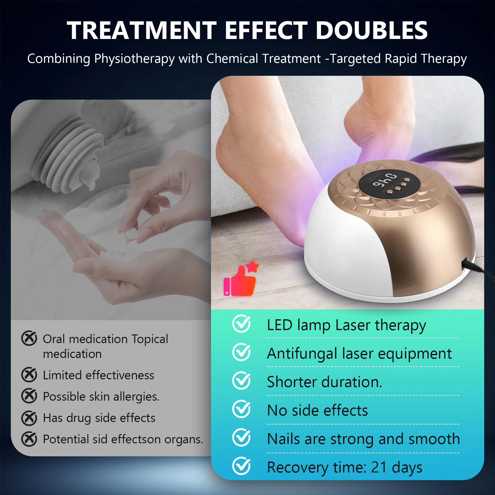 2-In-1 جهاز ليزر الأظافر الفطرية إصلاح سريع تو فطريات الأظافر فطار الأظافر يزيل 57 Led جل البولندية تجفيف مصباح آلة الاتحاد الأوروبي