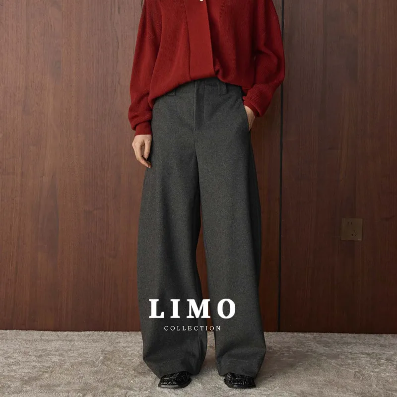 

LIMO женские повседневные костюмные брюки брюки с высокой талией полиэфирная ткань широкие брюки-палаццо для отдыха для осенне-зимнего офиса