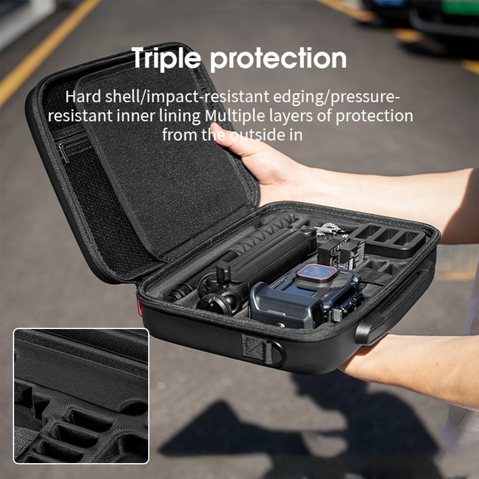 

Для Insta360 Ace Pro 2: Комплект для хранения с ручкой, органайзер-сумка, жесткий футляр большой емкости, портативный органайзер для камеры для путешествий на природе