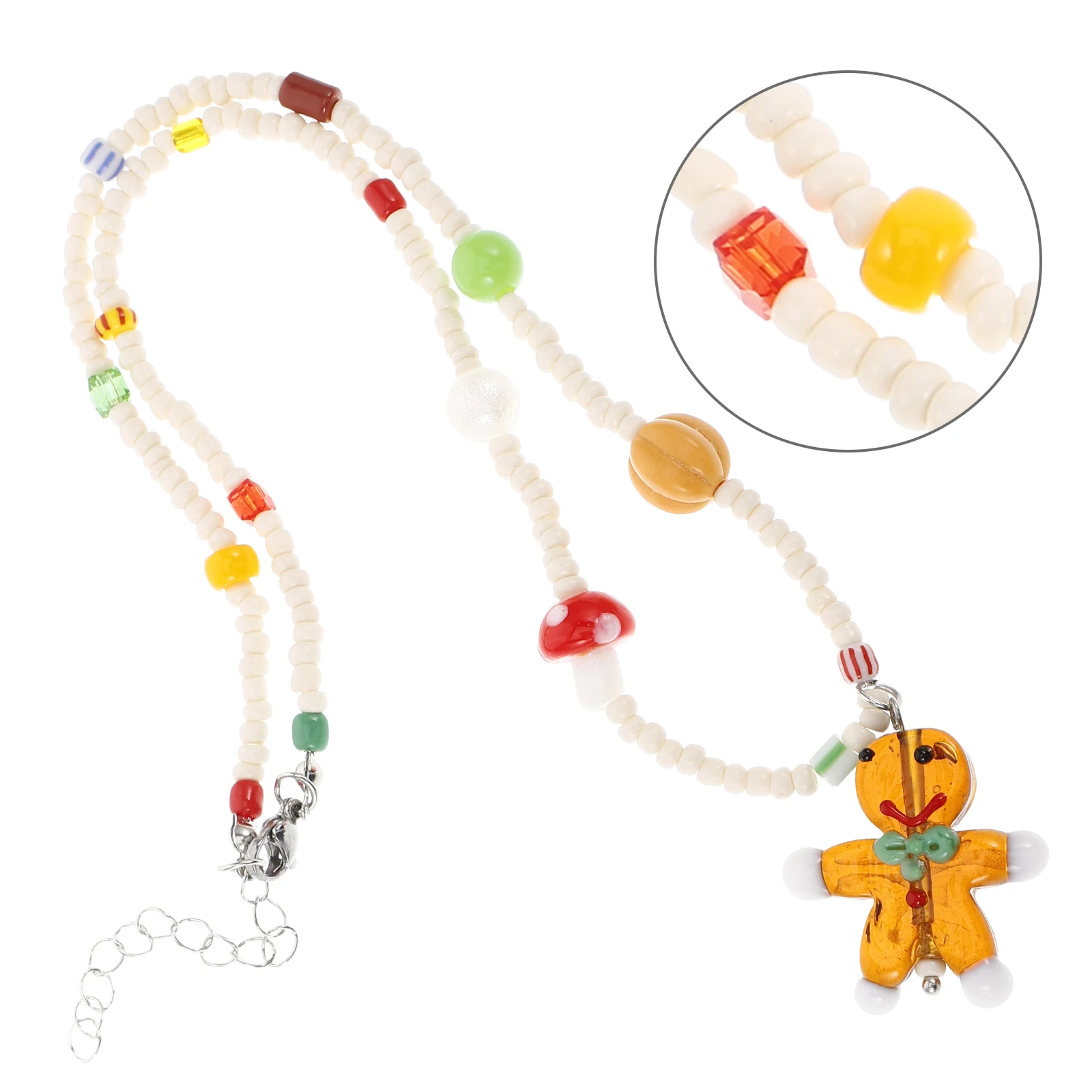 

Handmade Christmas Gingerbread Man Necklace Plastic Xmas Cookie Pendant Charm Festive Jewelry Holiday Season Festive Necklace