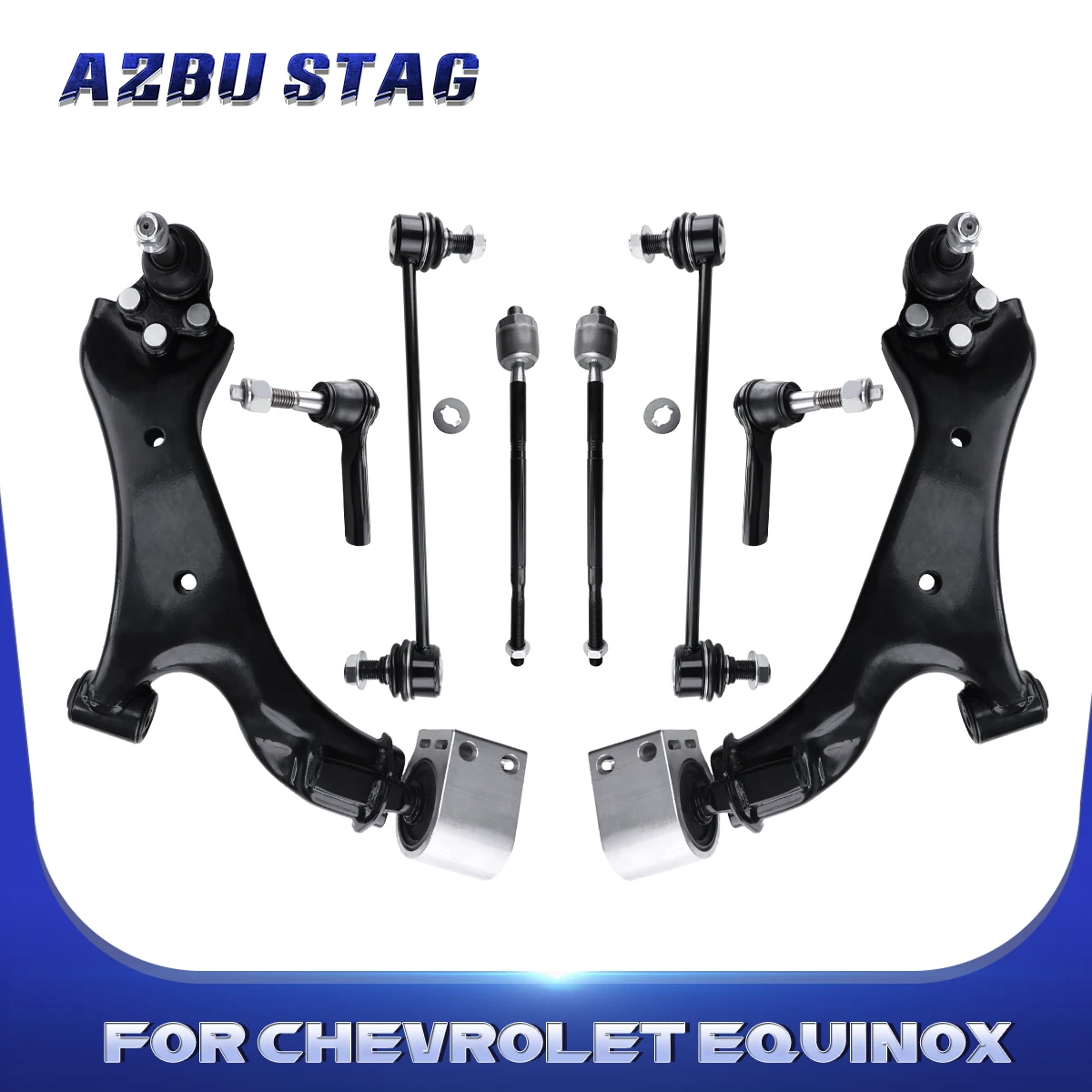 AzbuStag 8Pcs Front Lower Control Arm Tie Rod Suspension Kit Chevrolet Equinox GMC Terrain 2010 2011 2012 2013 2014 2015-2017