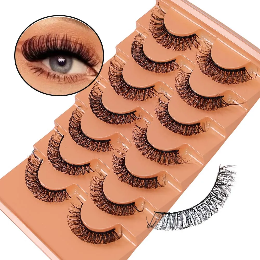 7ペア3D立体ロシアンカールDDラージカーブつけまつげナチュラル増量カール化繊まつげ