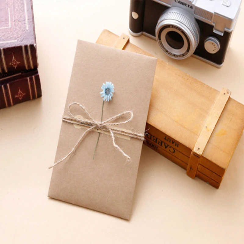 10Pcs  Vintage Dried Flowers Greeting Card Handmade Blank Note Card Thank You Cards Birthday Wedding Party Invitation Card