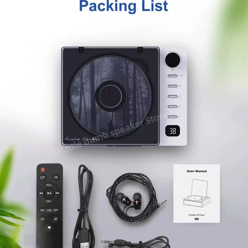 

Black glue CD Bluetooth speaker AUX/TF card USB playback FM radio LED screen HIFI sound quality with remote control headphones